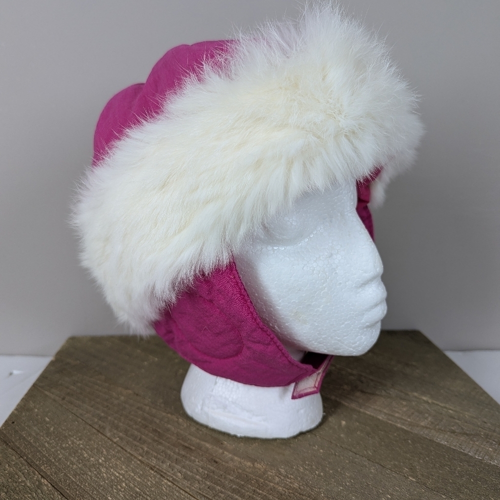 Vintage Rabbit Fur Trapper Hat Pink Russian Ushanka Winter Ski Fur Hat
